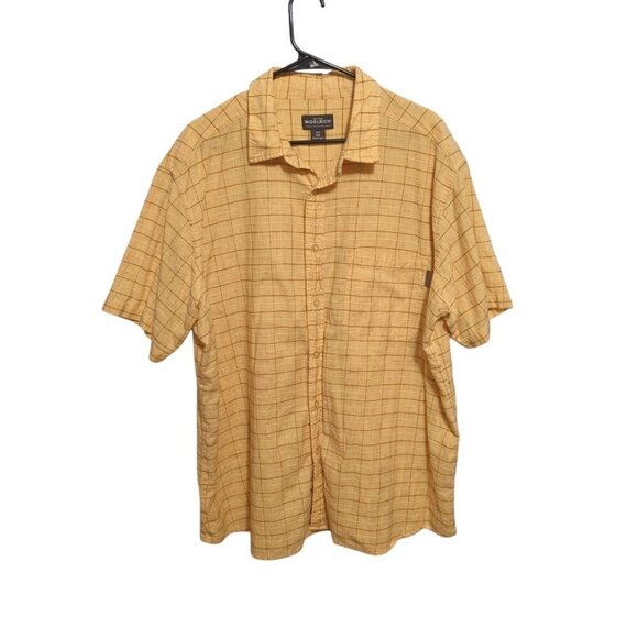 Woolrich Men’s Plaid Short Sleeve Button Down Shirt Size XXL Yellow 100% Cotton - Picture 1 of 16